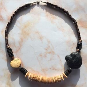 Vintage Newfoundland Dog Wood Bead Necklace! 🐾